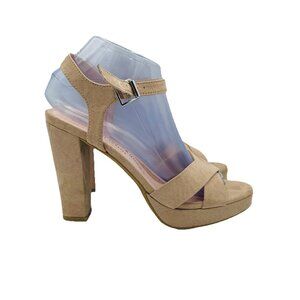 Chinese Laundry Shoes Womens Size 8 Taupe Faux Suede Platform Heels Sandals